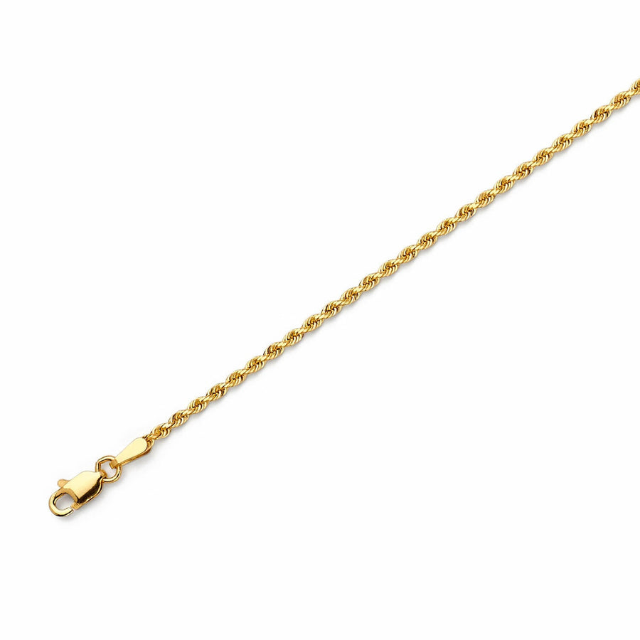 10K Gold Solid Rope Chain Necklace – 1.5mm