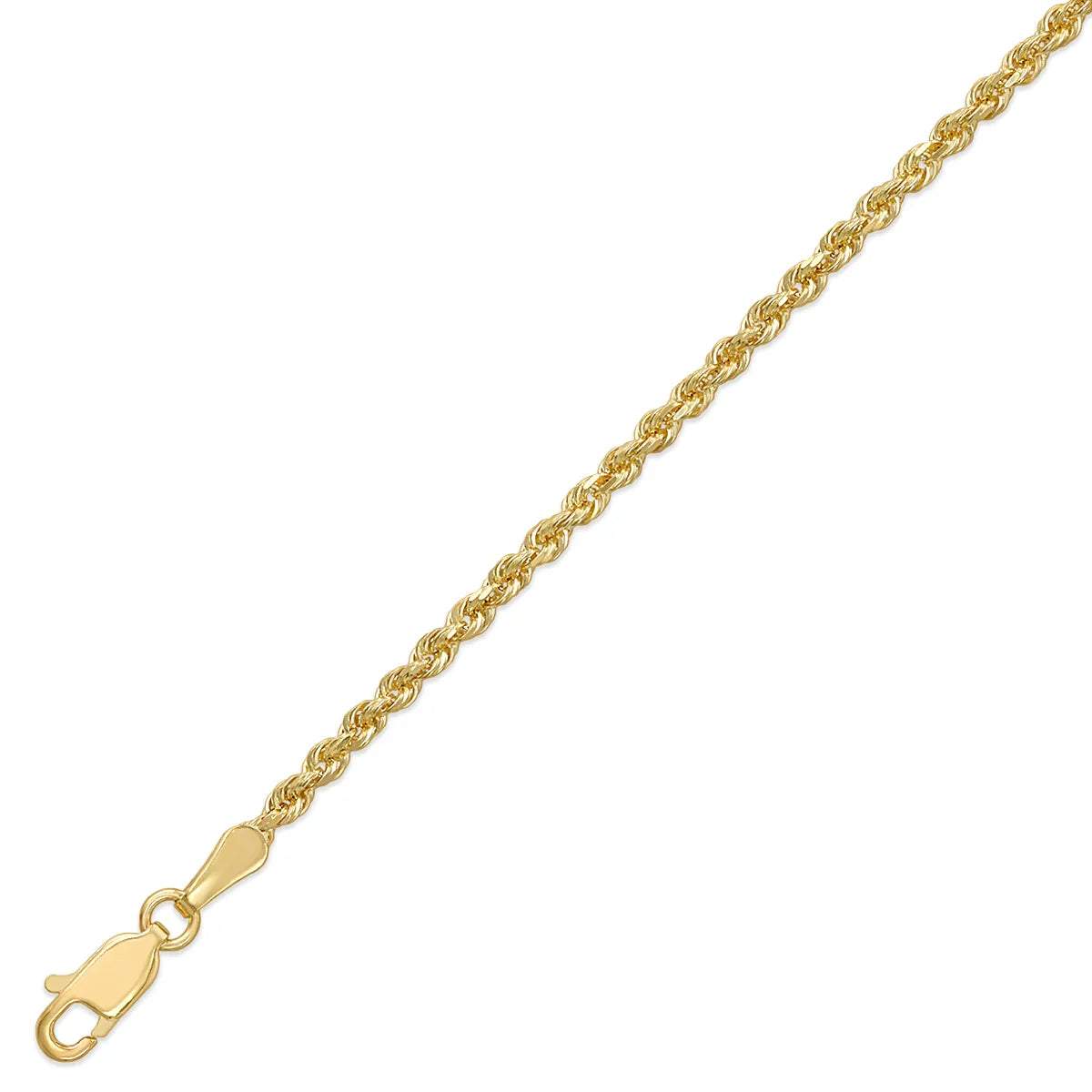 10K Gold Solid Rope Chain Necklace – 2.5mm
