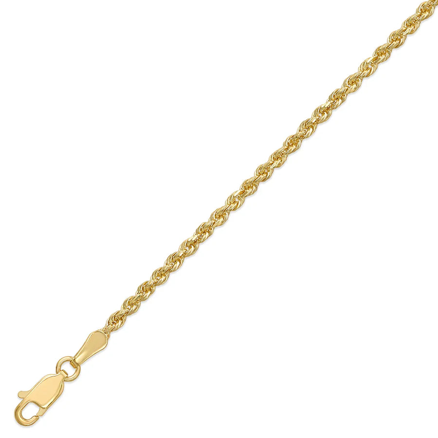 10K Gold Solid Rope Chain Necklace – 2.5mm