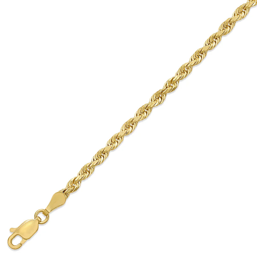 10K Gold Solid Rope Chain Necklace – 3mm