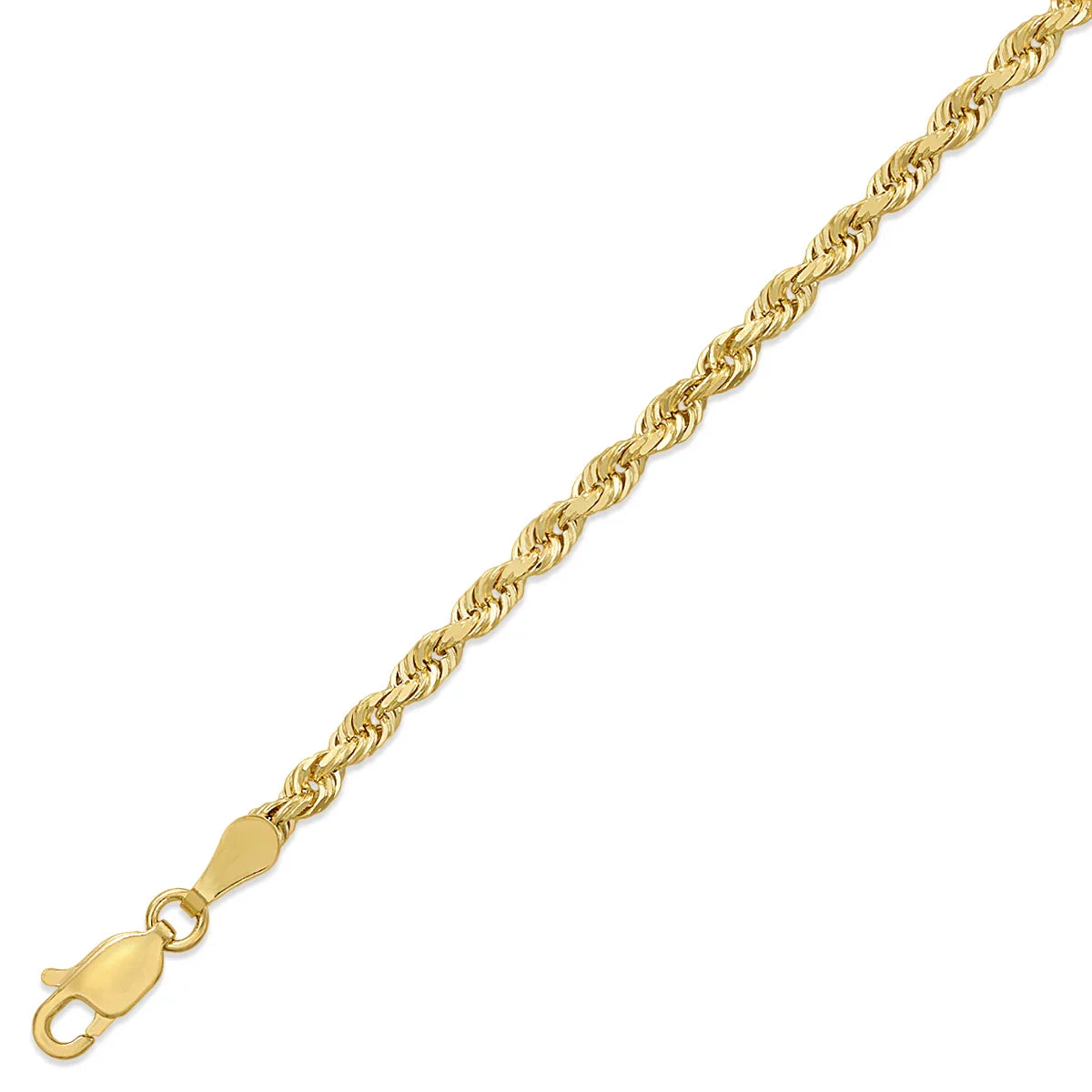 10K Gold Hollow Rope Chain Necklace – 3mm