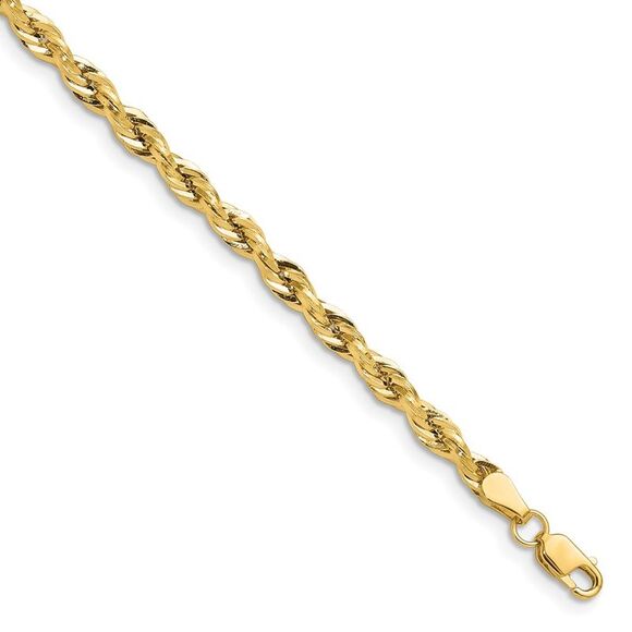 10K Gold Hollow Rope Chain Necklace – 4mm