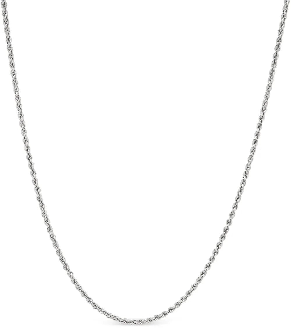 2mm Rhodium-Plated Stainless Steel Rope Chain