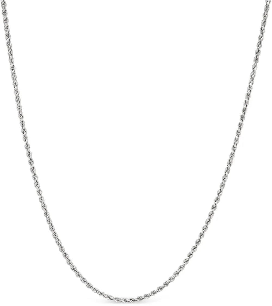 2mm Rhodium-Plated Stainless Steel Rope Chain