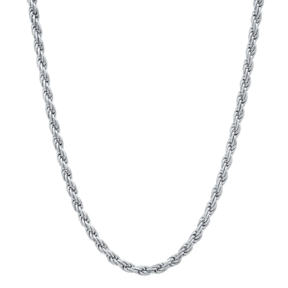 3mm Rhodium-Plated Stainless Steel Rope Chain