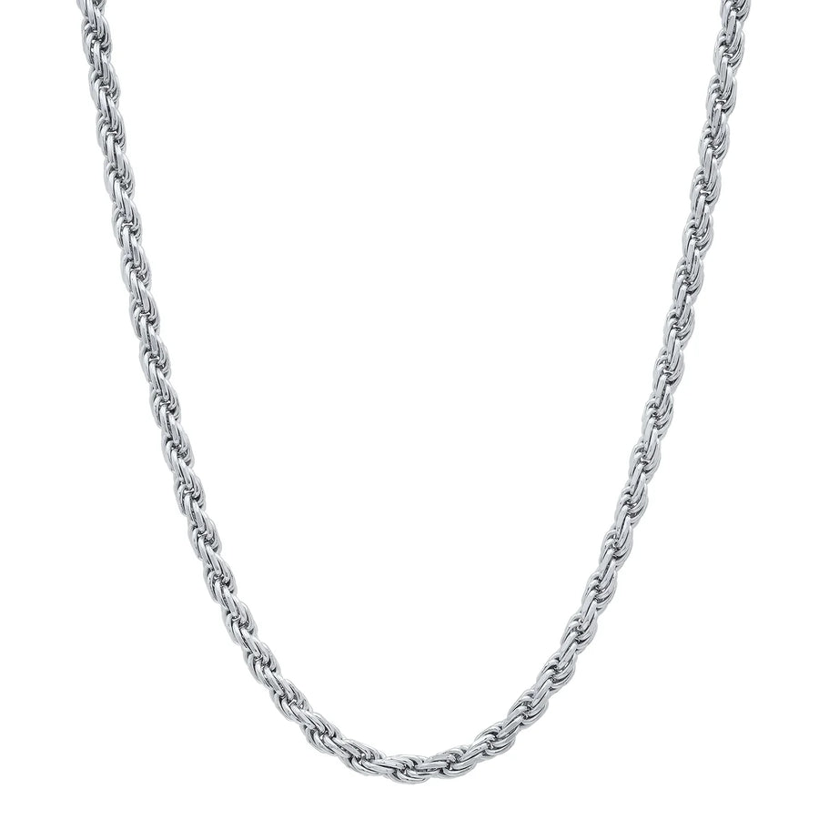 3mm Rhodium-Plated Stainless Steel Rope Chain