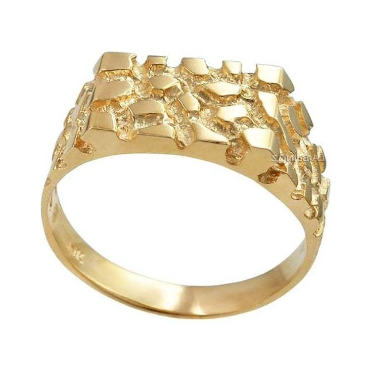 10K Gold Rectangular Nugget Ring – Large