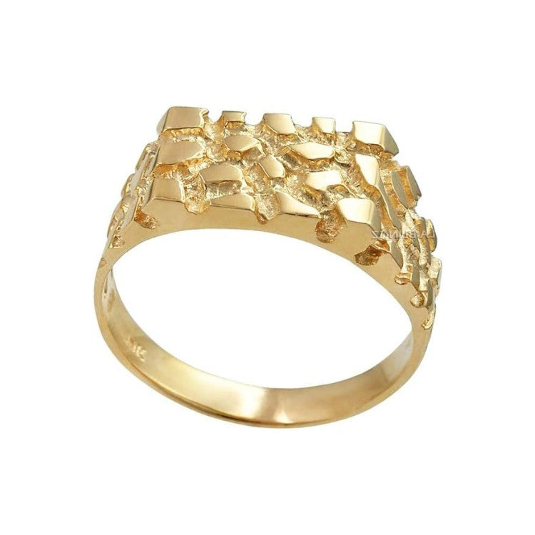 10K Gold Rectangular Nugget Ring – Medium