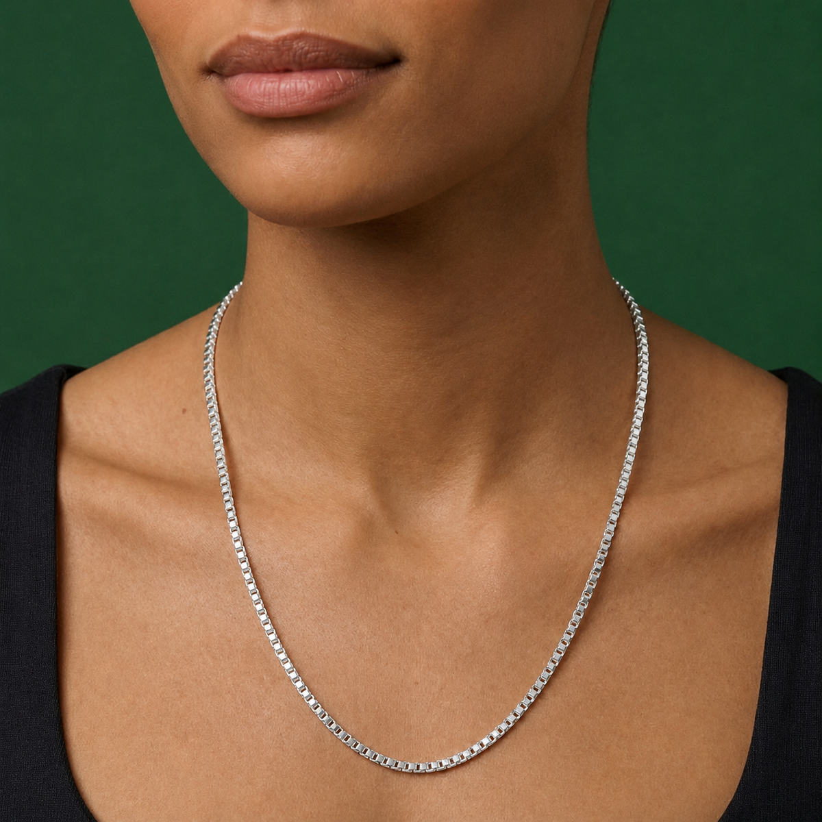 925 Sterling Silver Box Chain Necklace – 0.8mm