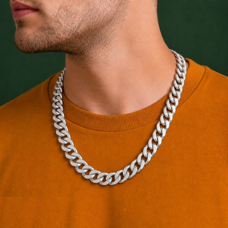 925 Sterling Silver Curb Chain Necklace – 10.7mm