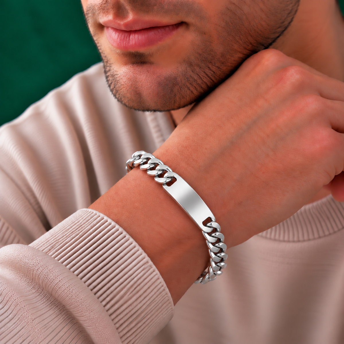 925 Sterling Silver Curb ID Bracelet - 11mm