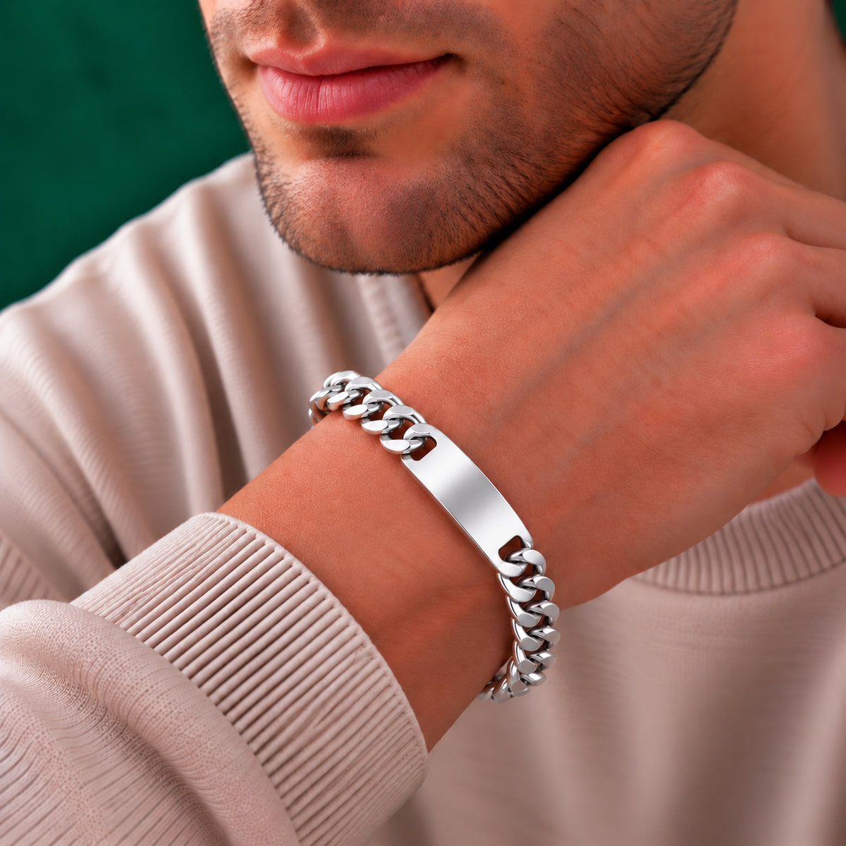 925 Sterling Silver Curb ID Bracelet - 13mm