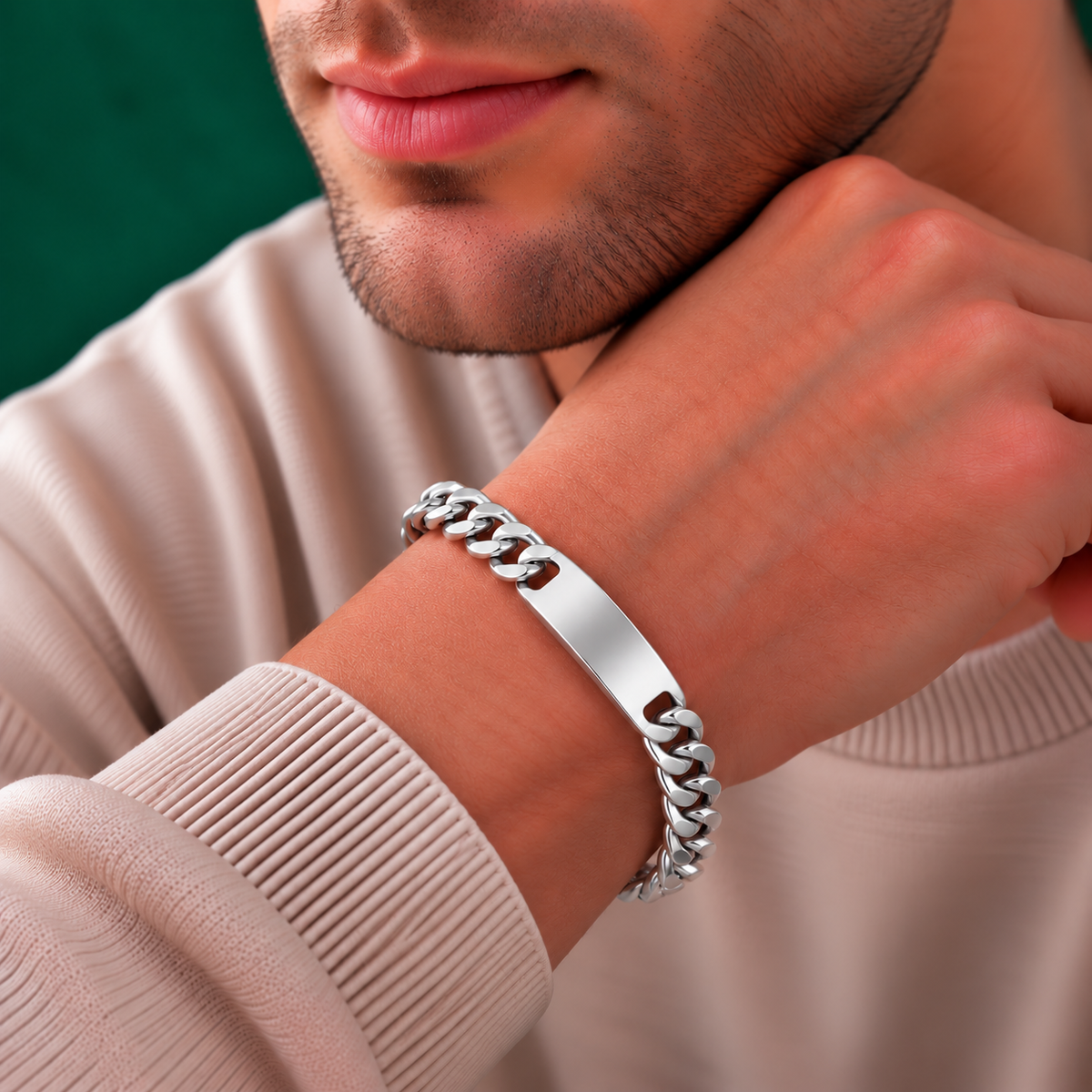 925 Sterling Silver Curb ID Bracelet - 8mm