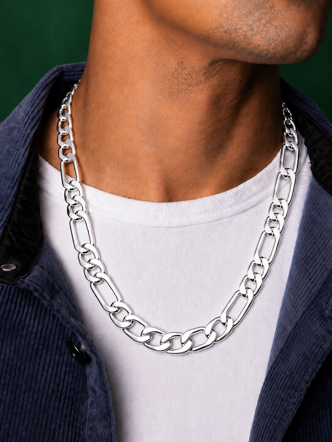 925 Sterling Silver Figaro Chain Necklace – 13mm