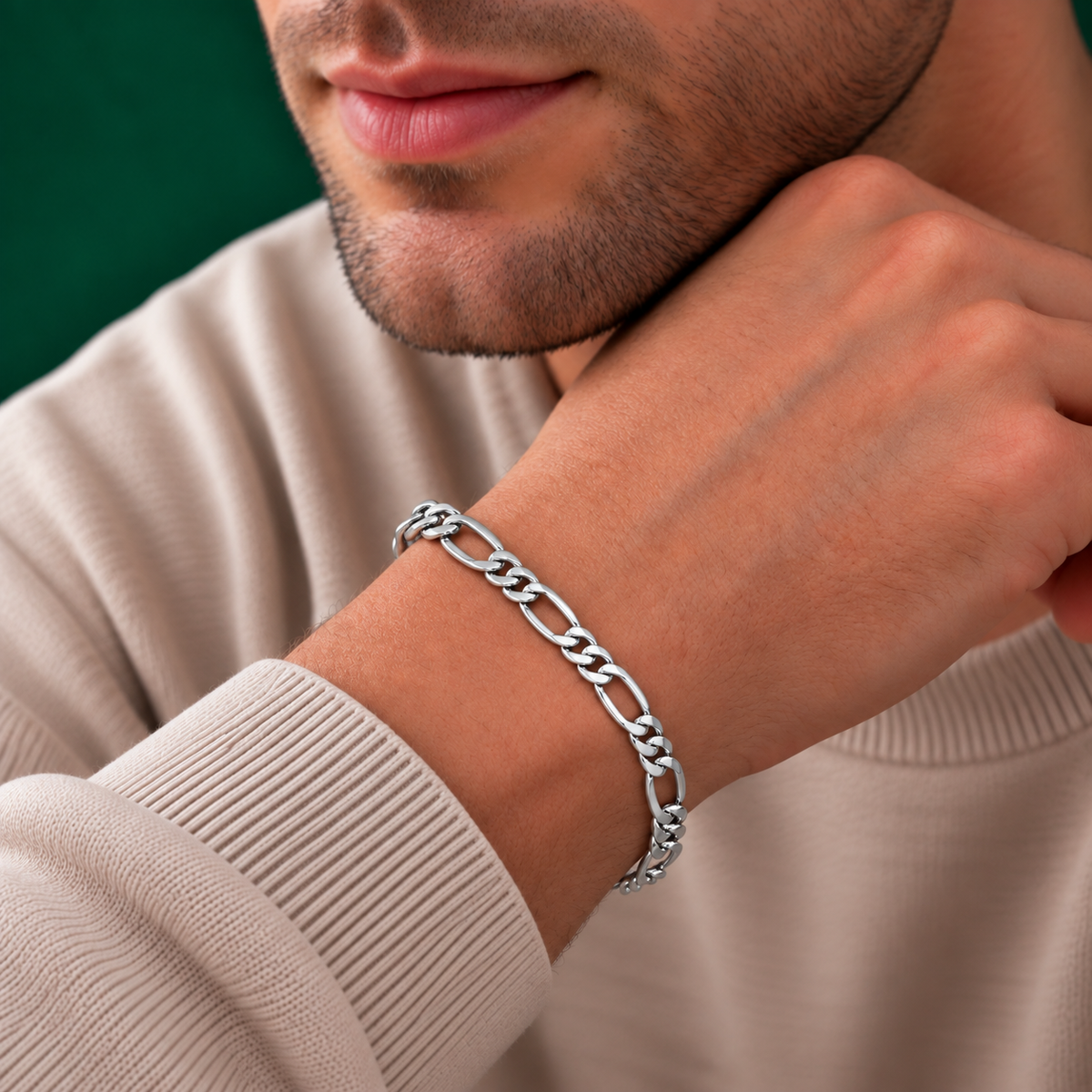 925 Sterling Silver Figaro Chain Bracelet – 4.2mm