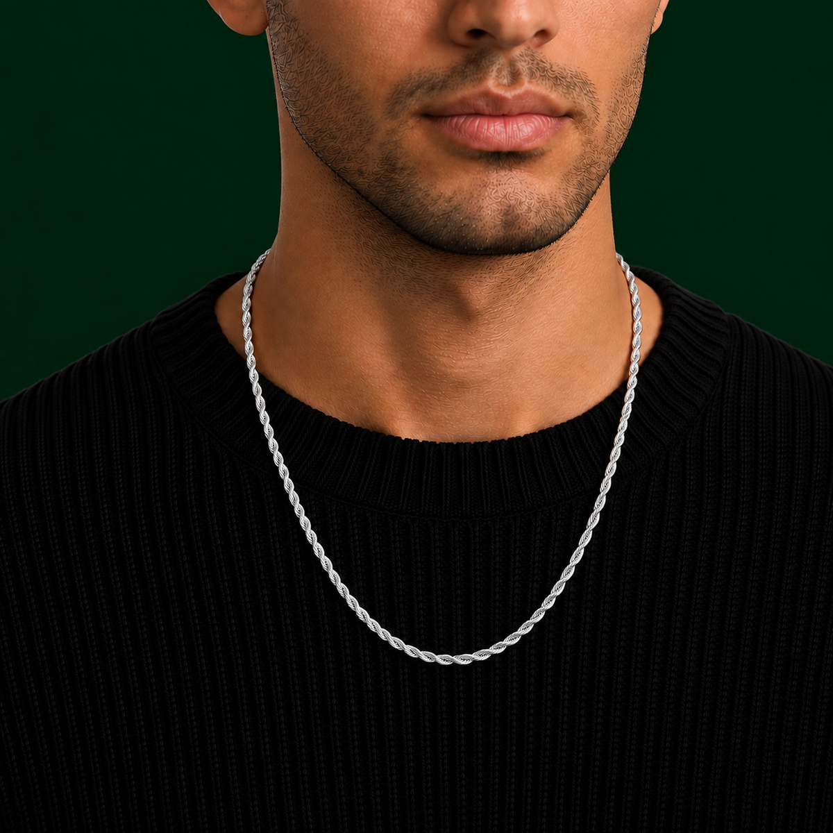 925 Sterling Silver Rope Chain Necklace – 2mm