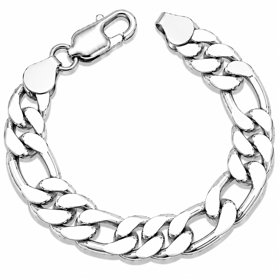 925 Sterling Silver Figaro Chain Bracelet – 11mm