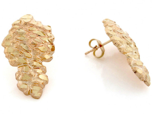 10K Gold Africa Nugget Stud Earrings – Large