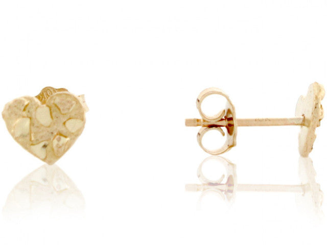 10K Gold Heart-Shaped Nugget Stud Earrings – Small