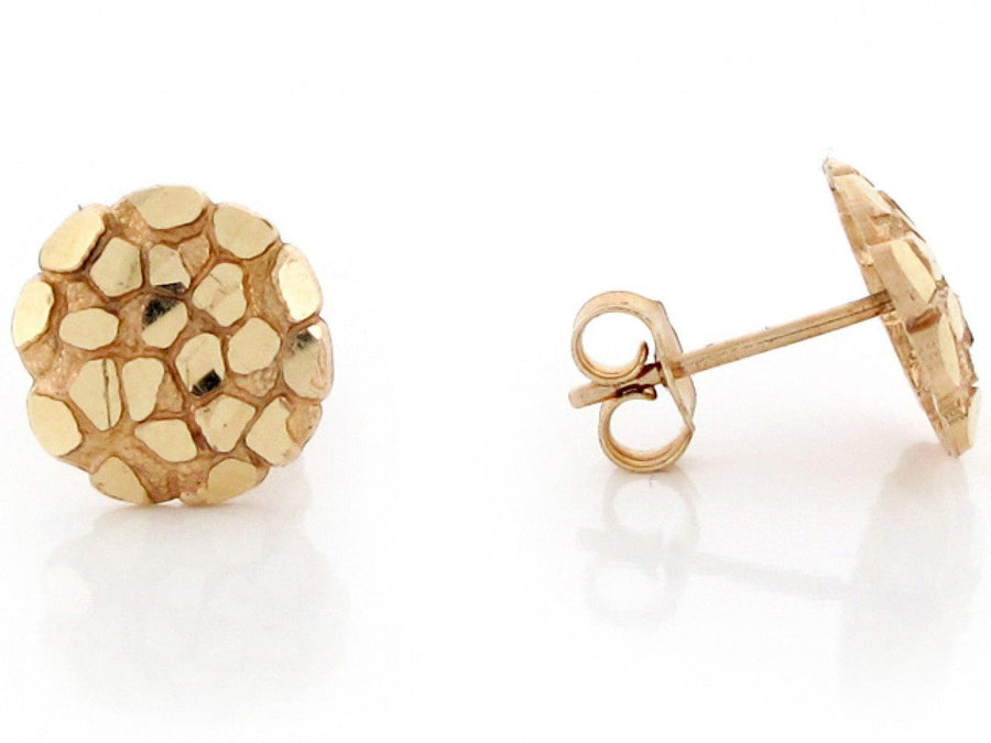 10K Gold Round Nugget Stud Earrings – Small