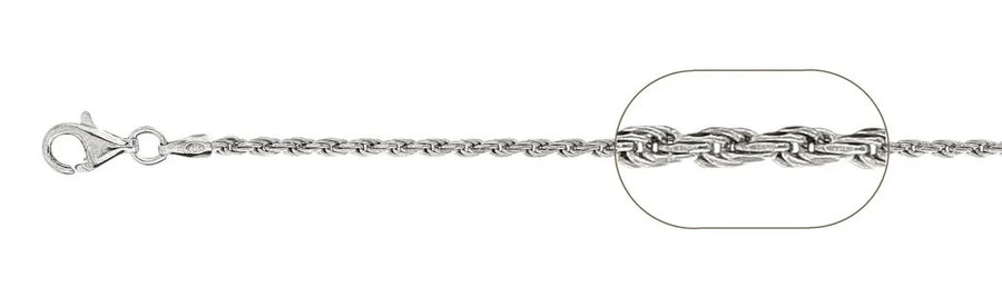 2.0mm Rhodium-Plated Sterling Silver Rope Chain