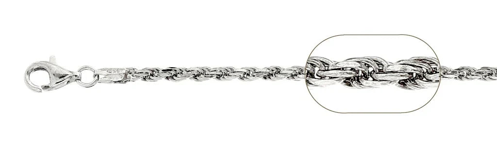 2.8mm Rhodium-Plated Sterling Silver Rope Chain