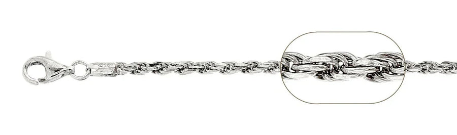 2.8mm Rhodium-Plated Sterling Silver Rope Chain