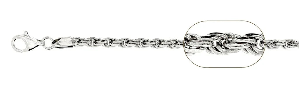 3.2mm Rhodium-Plated Sterling Silver Rope Chain