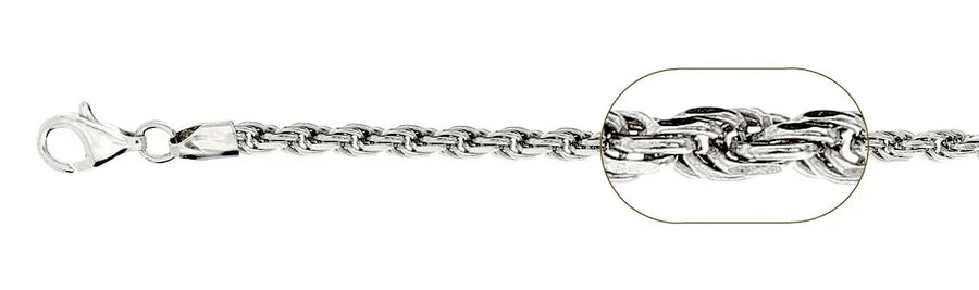 3.2mm Rhodium-Plated Sterling Silver Rope Chain