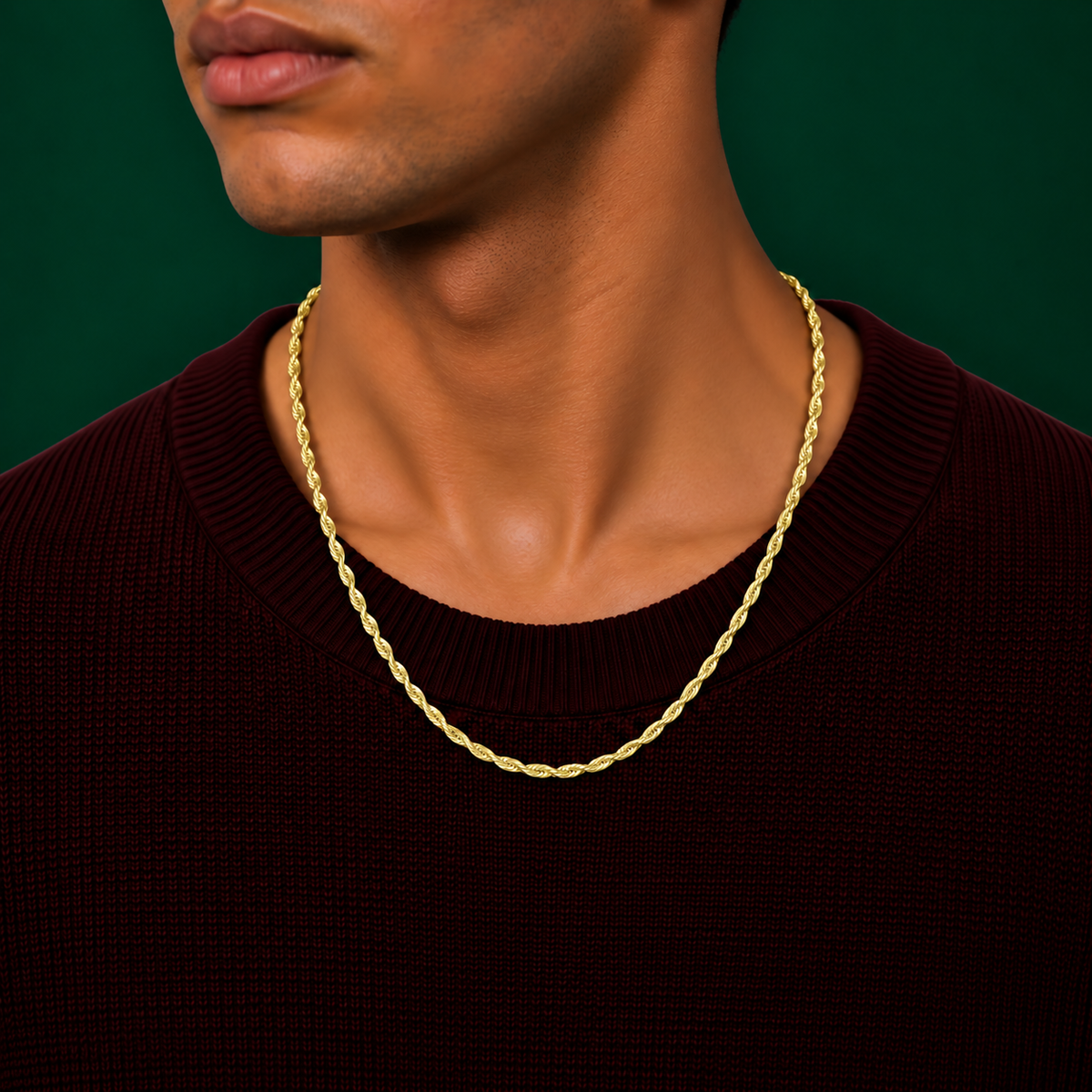 1.7mm Gold-Plated Sterling Silver Rope Chain