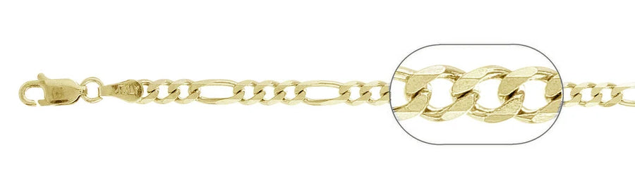 2.7mm Gold-Plated Sterling Silver Figaro Chain