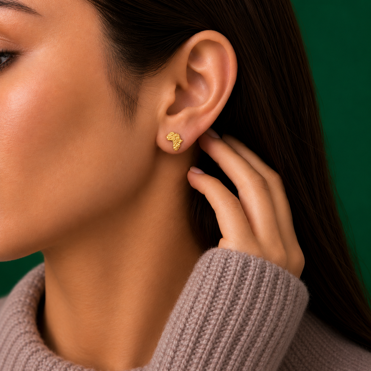 10K Gold Africa Nugget Stud Earrings – Small