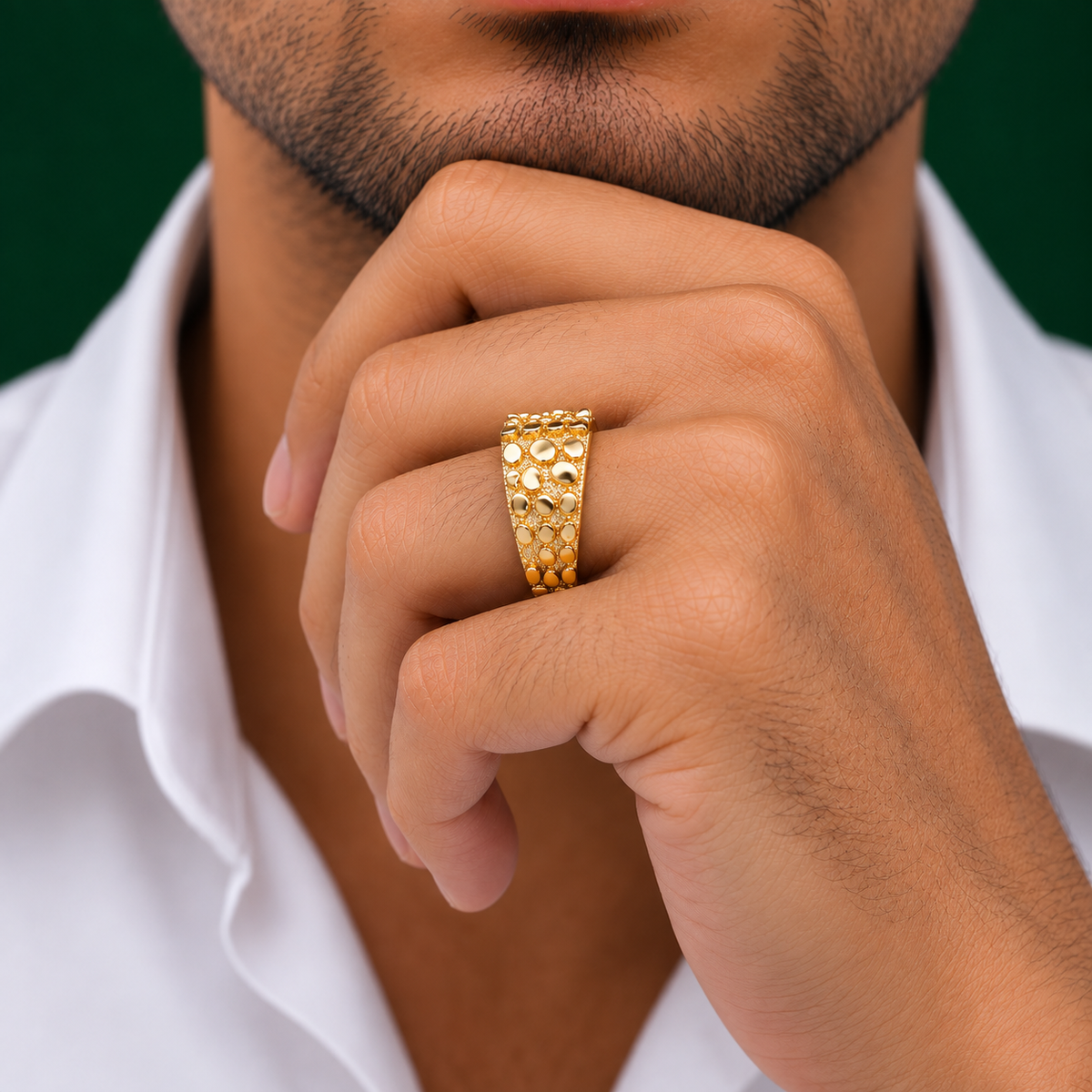 10K Gold Rectangular Nugget Ring – Medium