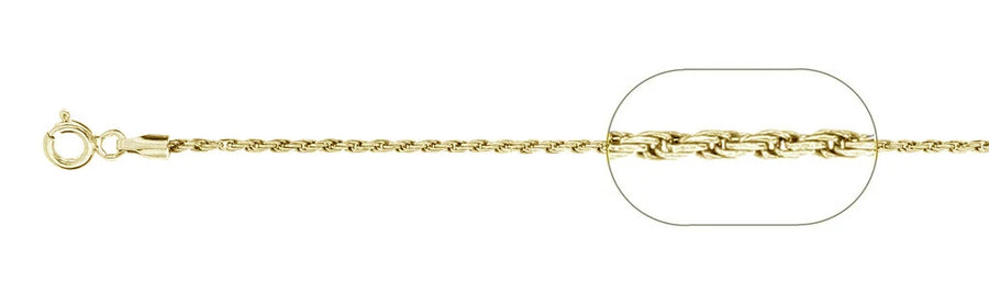 1.5mm Gold-Plated Sterling Silver Rope Chain