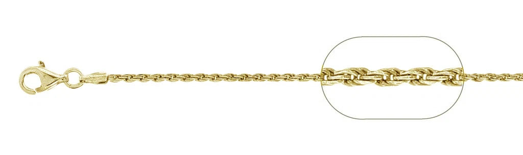 1.7mm Gold-Plated Sterling Silver Rope Chain