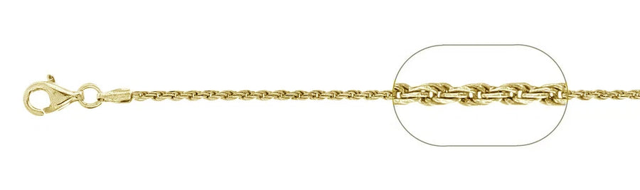 1.7mm Gold-Plated Sterling Silver Rope Chain