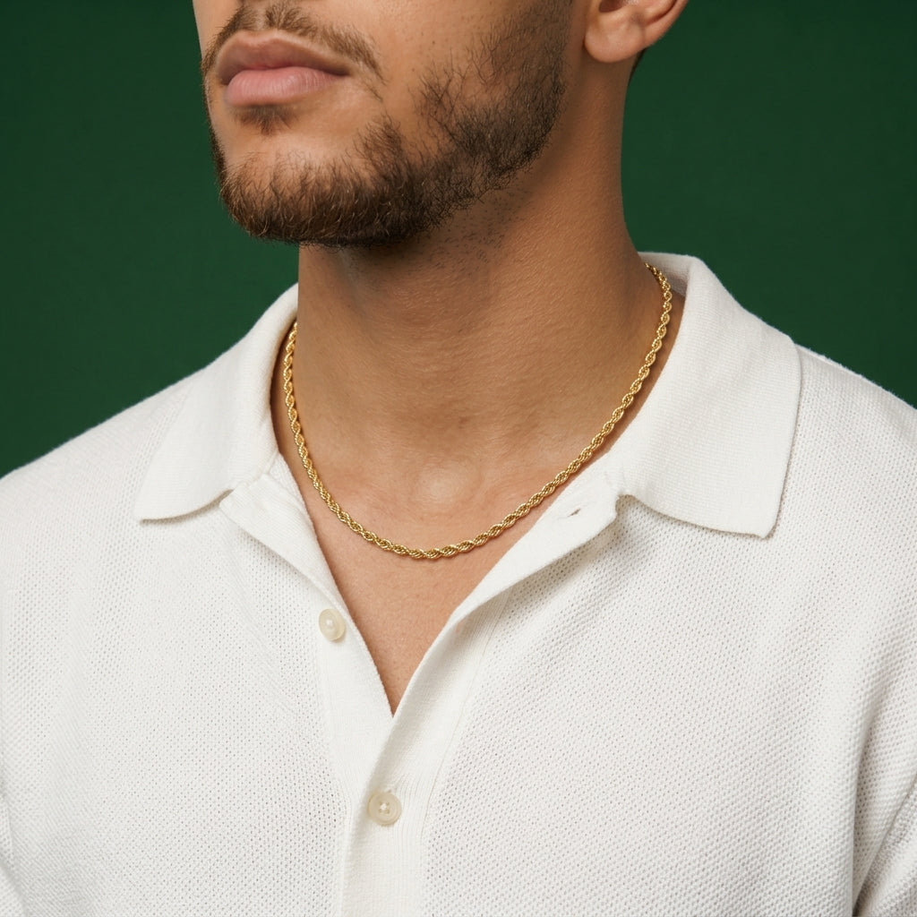 10K Gold Hollow Rope Chain Necklace – 2.5mm