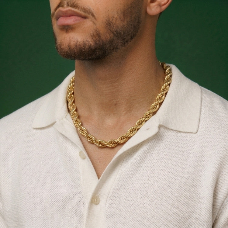 10K Gold Hollow Rope Chain Necklace – 6mm