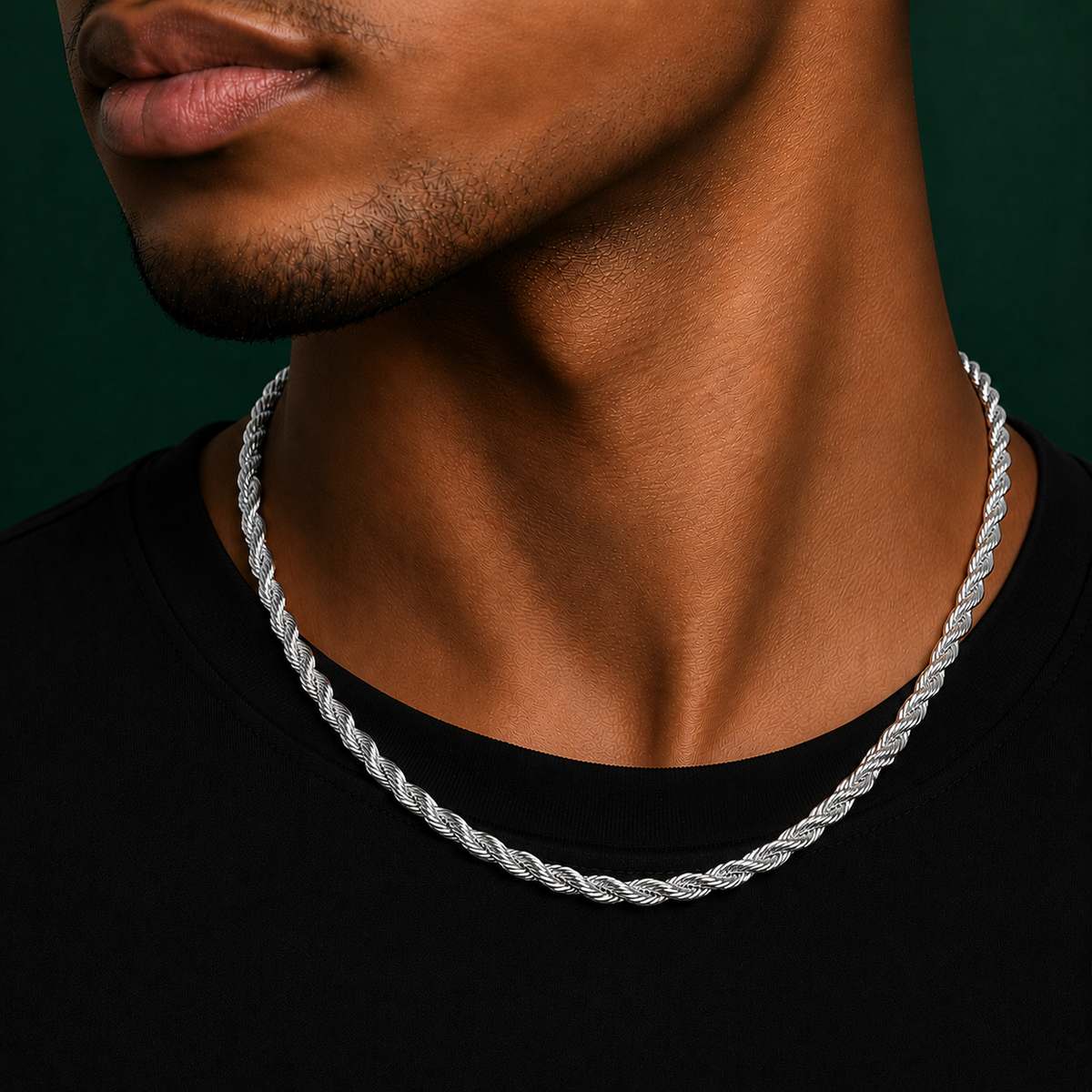 2.5mm Rhodium-Plated Sterling Silver Rope Chain