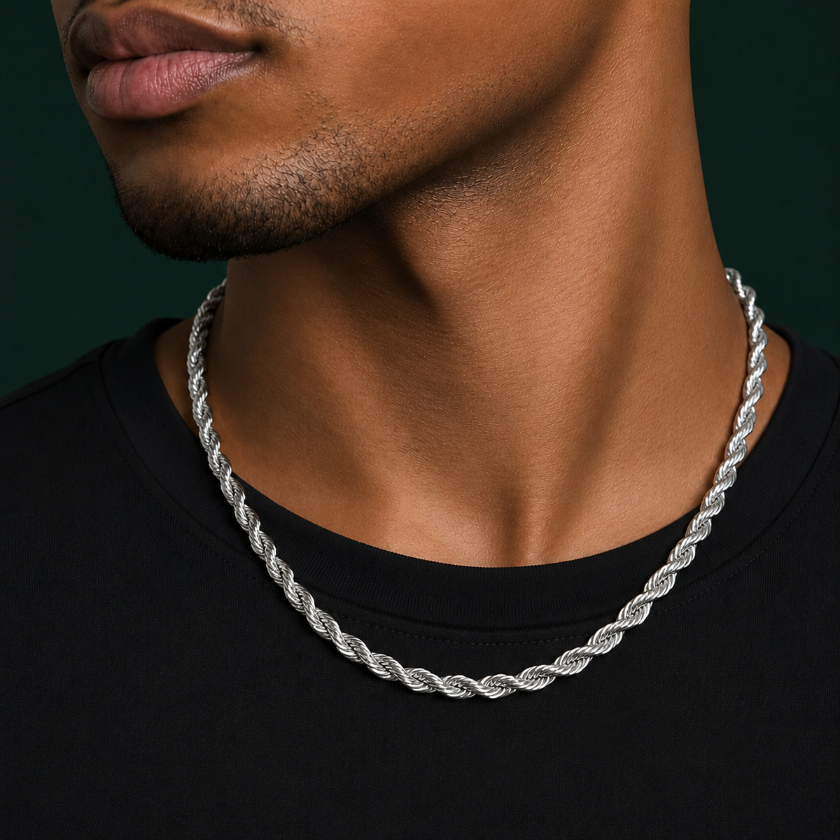 2.8mm Rhodium-Plated Sterling Silver Rope Chain