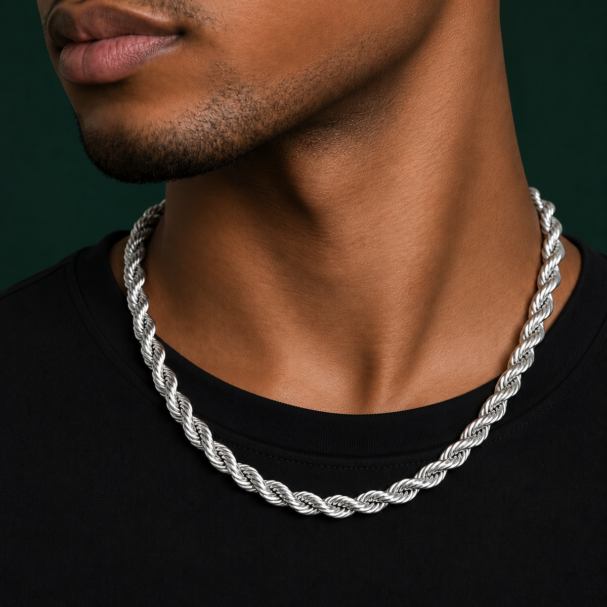 3.2mm Rhodium-Plated Sterling Silver Rope Chain