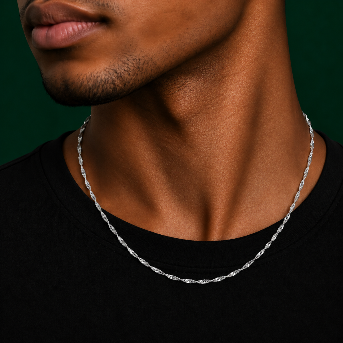1.4mm Rhodium-Plated Sterling Silver Singapore Chain
