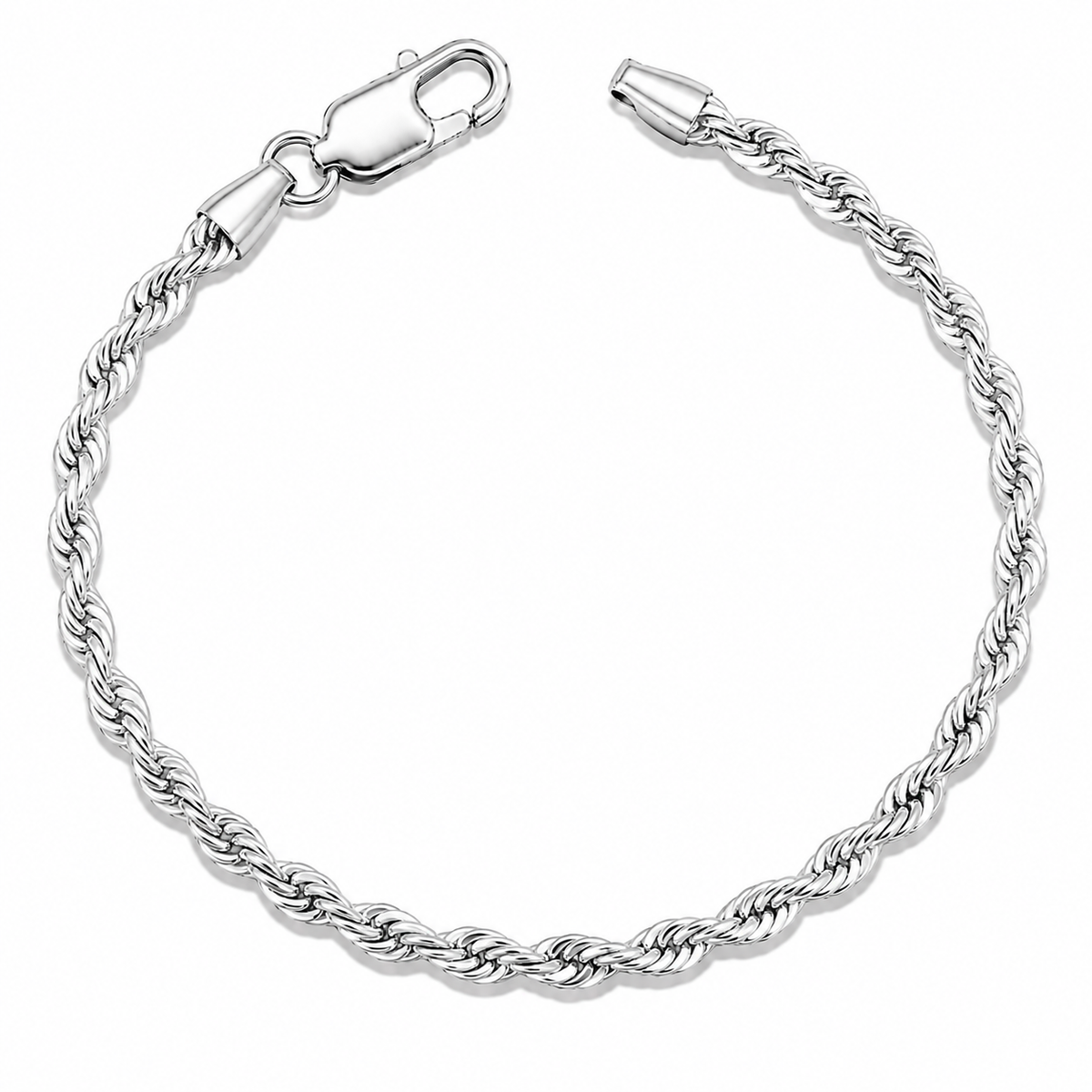 925 Sterling Silver Rope Chain Bracelet – 2mm