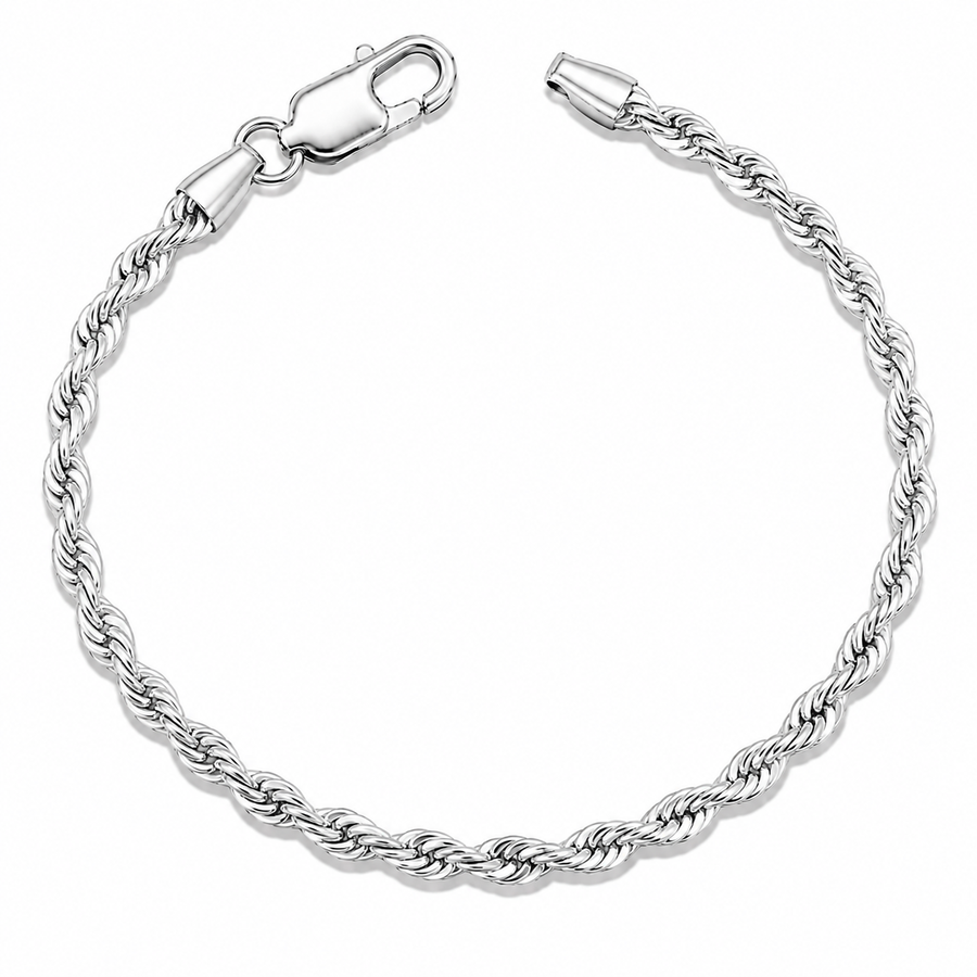 925 Sterling Silver Rope Chain Bracelet – 2mm