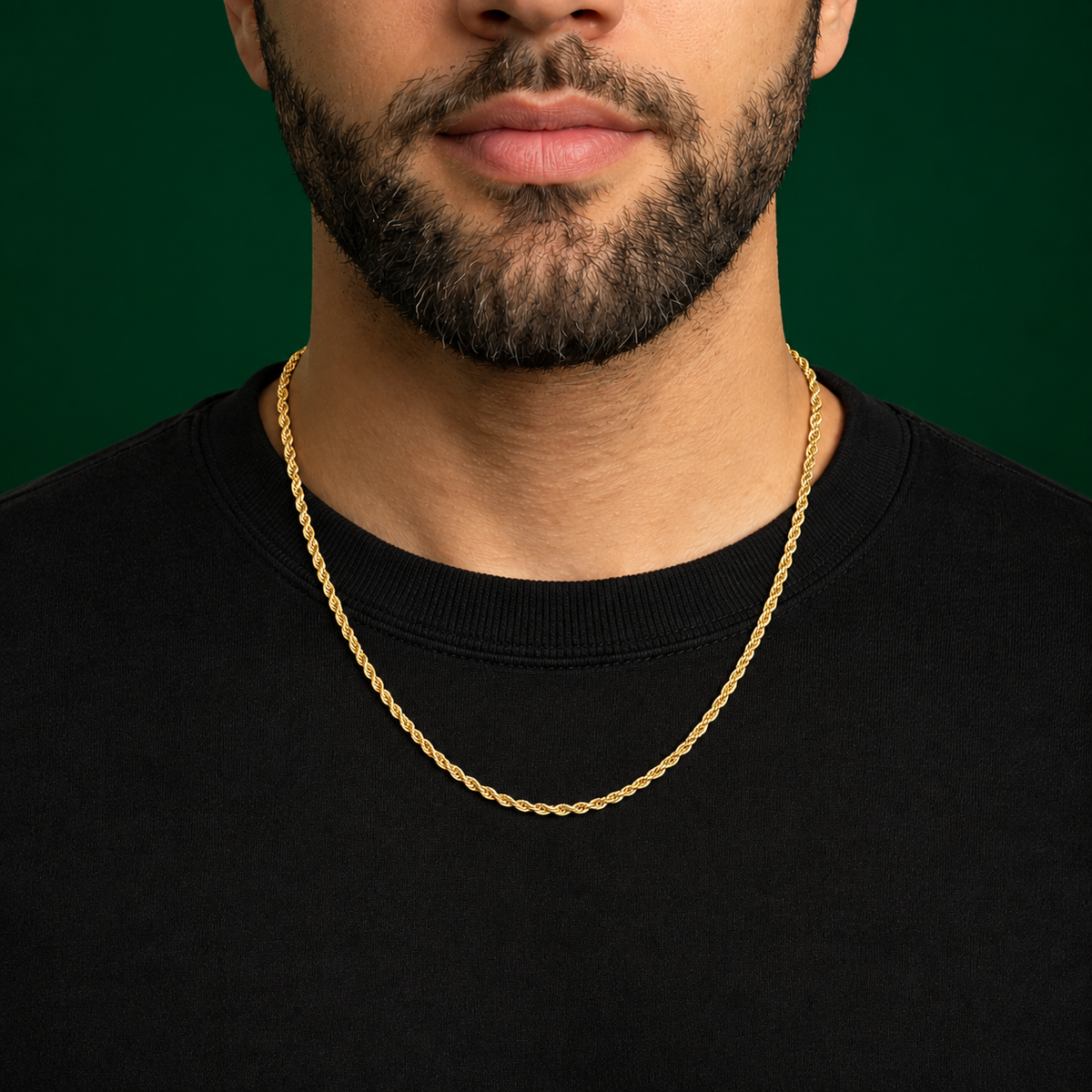 10K Gold Solid Rope Chain Necklace – 1.5mm