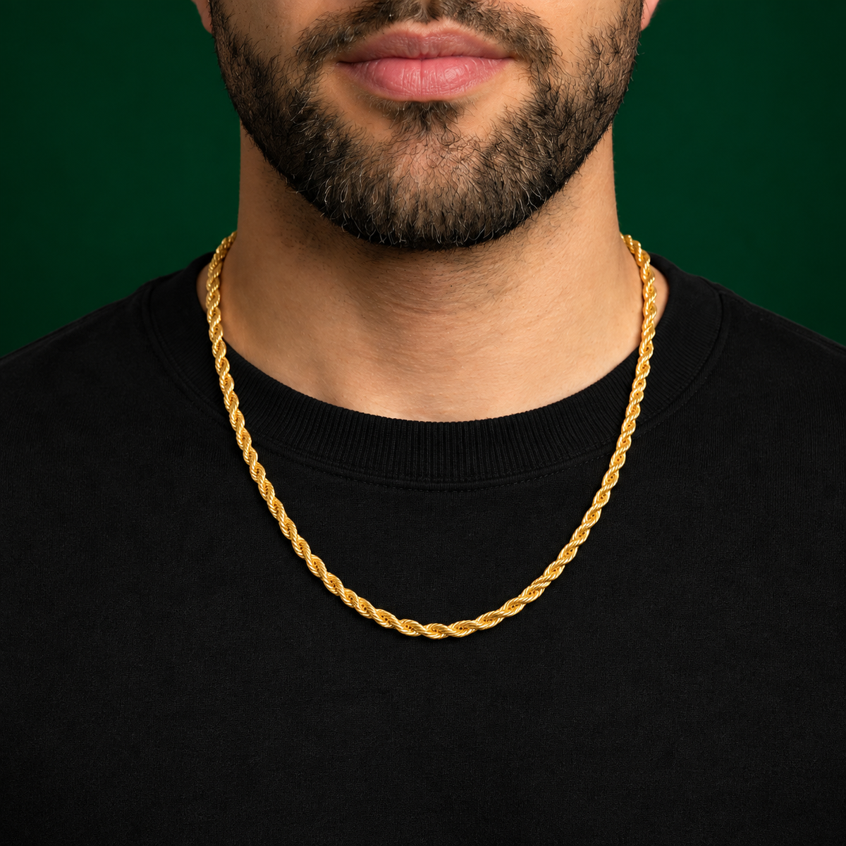 10K Gold Solid Rope Chain Necklace – 2.5mm