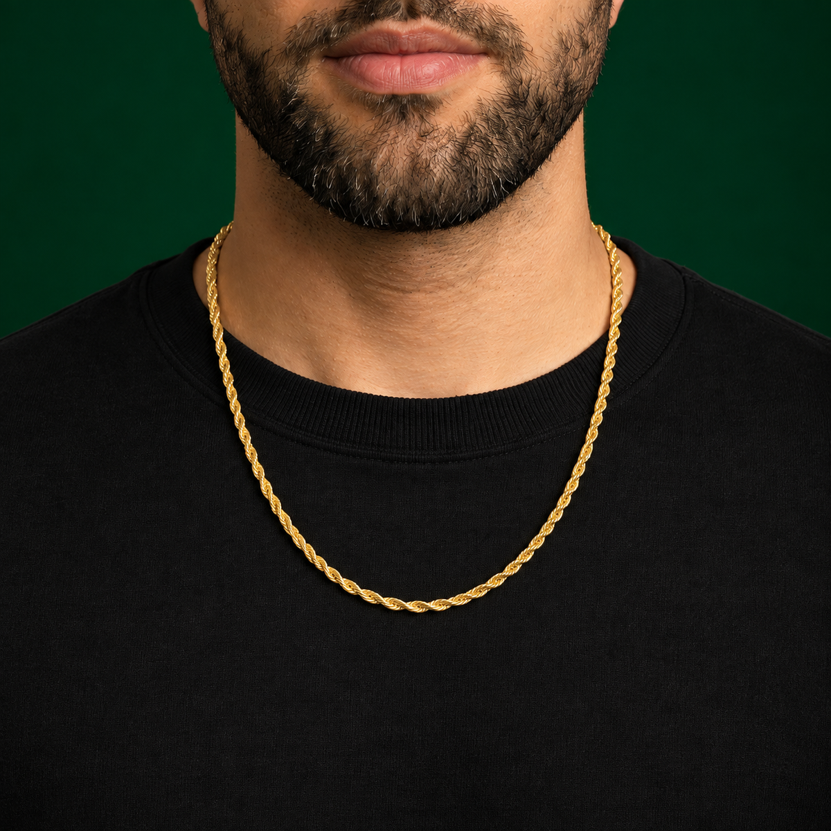 10K Gold Solid Rope Chain Necklace – 2mm