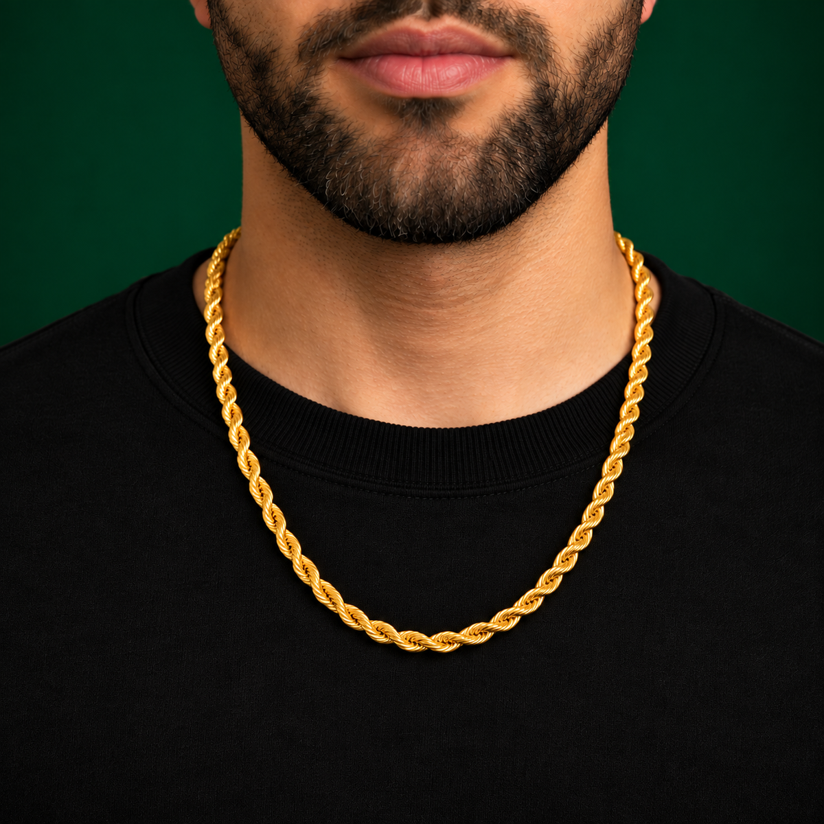 10K Gold Solid Rope Chain Necklace – 3.5mm