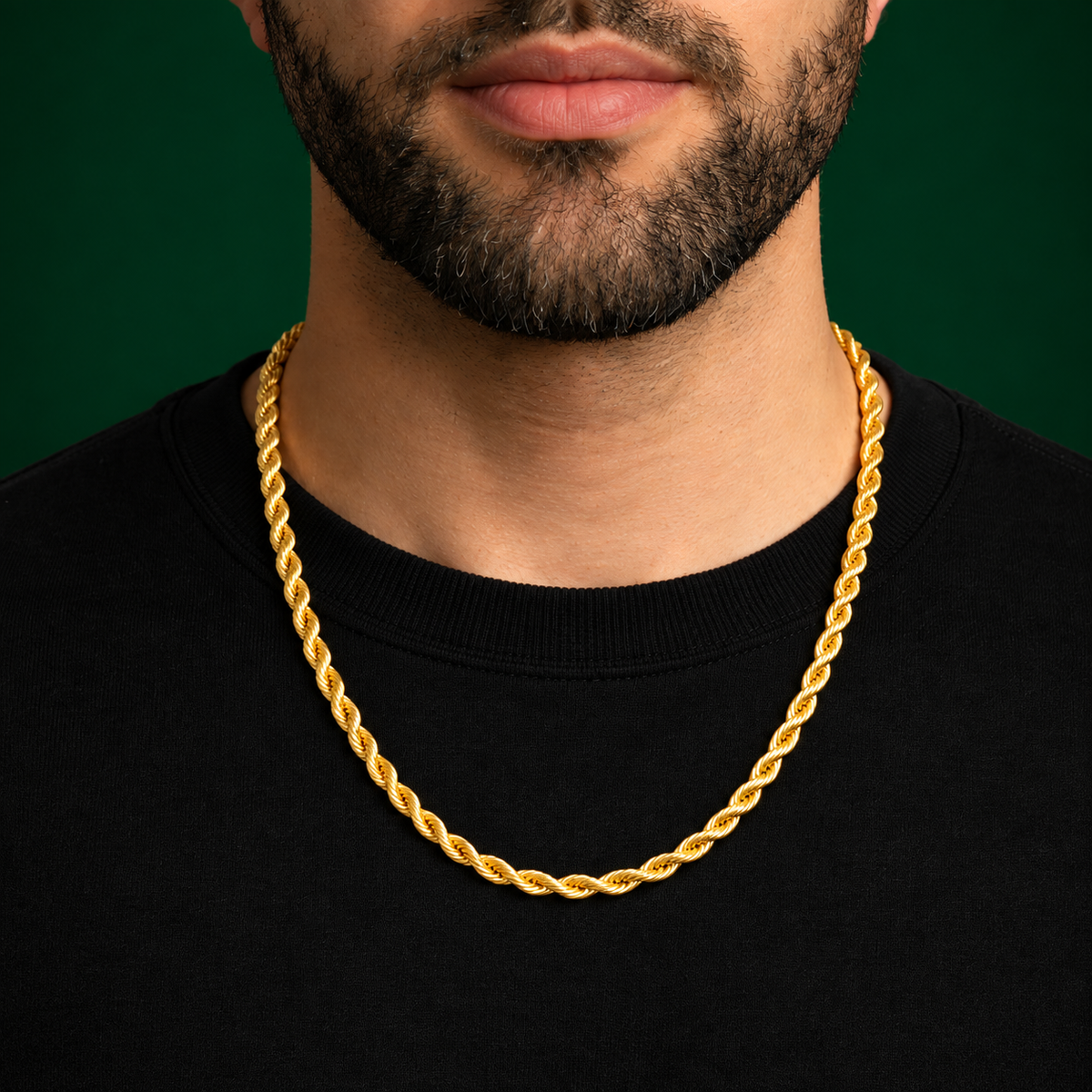 10K Gold Solid Rope Chain Necklace – 3mm