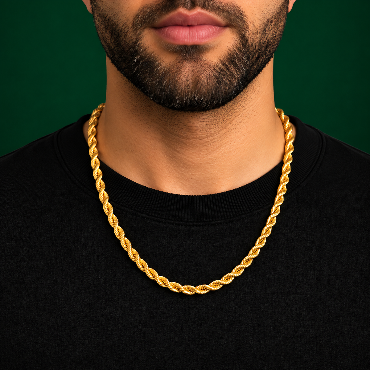 10K Gold Solid Rope Chain Necklace – 6mm